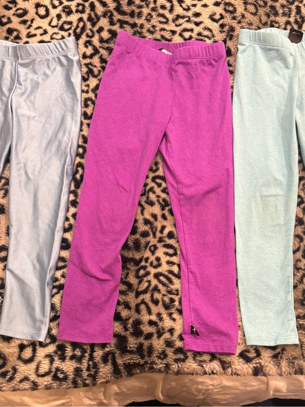 Pixie Lane Toddler Girls Stretch Leggings lot of 3 - Purple & Light Blue